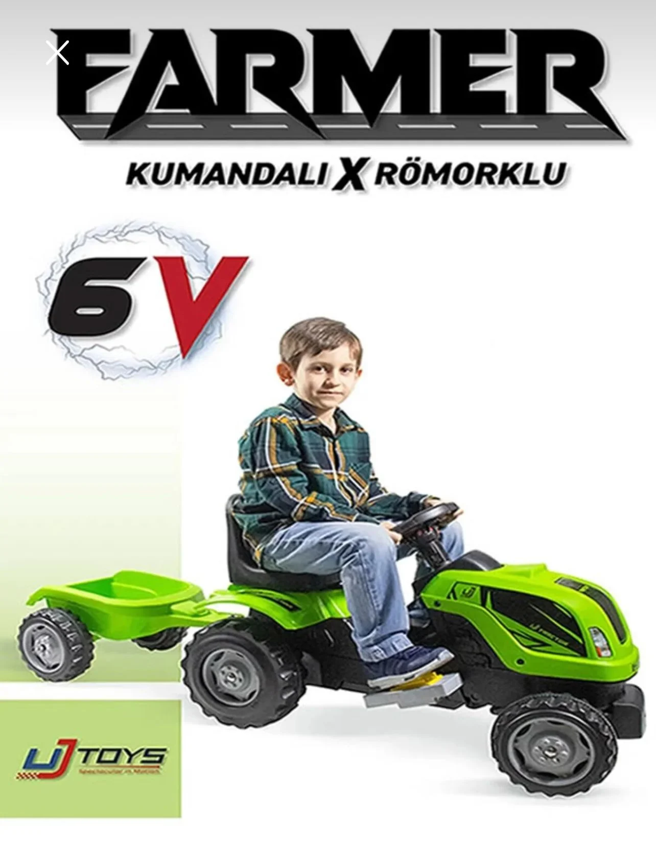 UJTOYS - RÖMORKLU AKÜLÜ TRAKTÖR