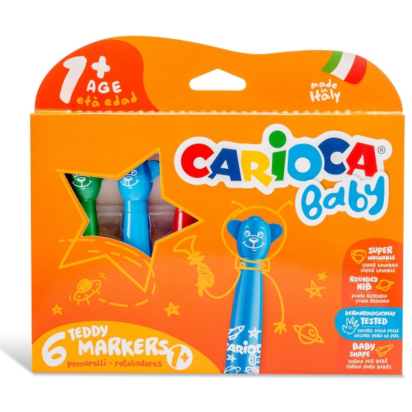 Carioca Baby Teddy Jumbo Yıkanabilir Keçeli Boya Kalemi 6lı