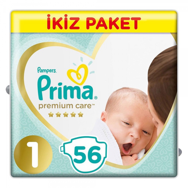 Prima Premium Care Bebek Bezi 1 Beden Yenidogan 56lı İkiz Paket