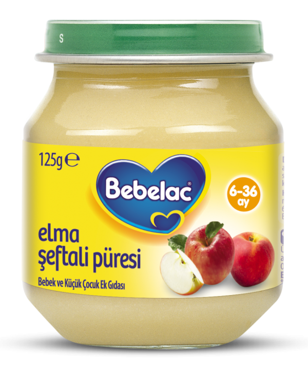 Bebelac Kavanoz Mama Şeftali Elma Püresi 125 Gr. 6m+