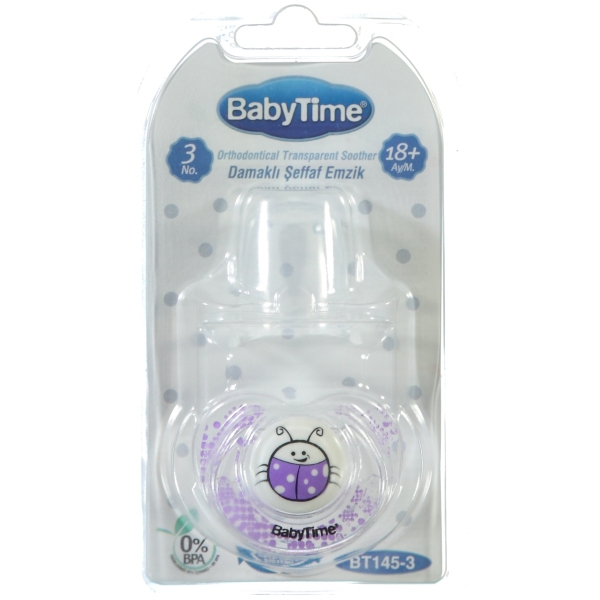 Baby Time Silikon Damaklı Şeffaf Emzik 18+ Ay