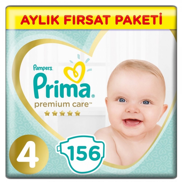 Prima Premium Care Bebek Bezi 4 Beden Maxi 156lı Aylık Fırsat Paketi