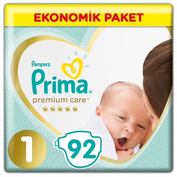 Prima Premium Care Bebek Bezi 1 Beden Yenidoğan 2-5 Kg 92li Ekonomik Paket