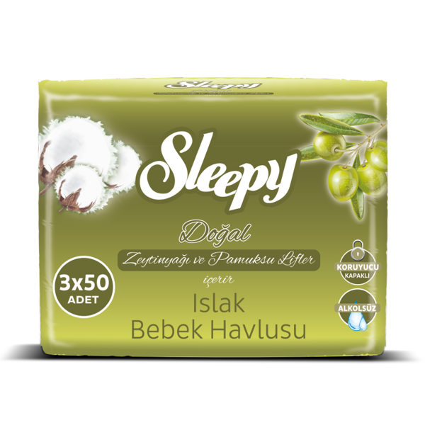 Sleepy Zeytinyağlı Islak havlu 3X50