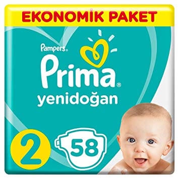 Prima Yeni Doğan Bebek Bezi 2 Beden 4-8 kg 58 li Ekonomik Paket