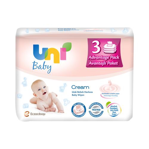 Uni Baby Cream Islak Havlu 3x56 adet