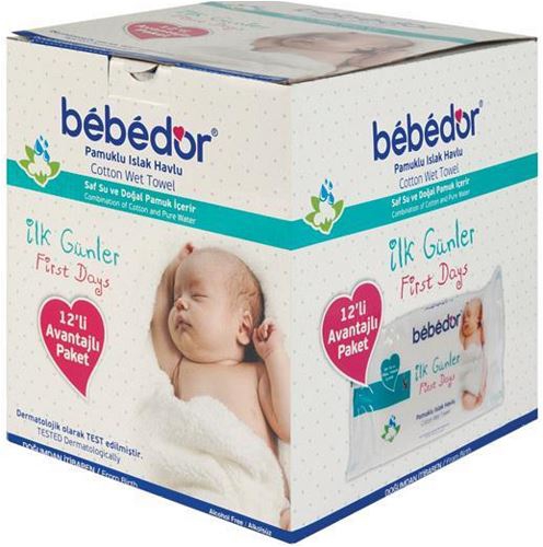 Bebedor İlk Günler Islak Pamuklu Mendil 12'li Paket