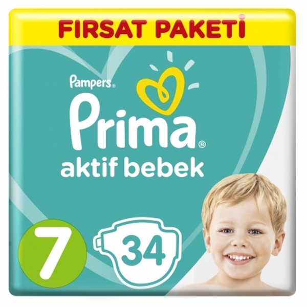 Prima Aktif Bebek Bezi 7 Beden 34lü Fırsat Paket