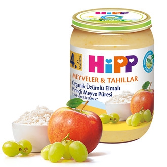 Hipp Organik Üzümlü Elmalı Pirinçli Meyve Püresi 190 gr 4m+