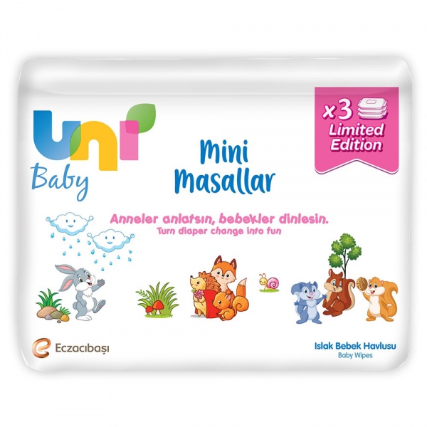 Uni Baby Mini Masallar Islak Havlu 3x52li