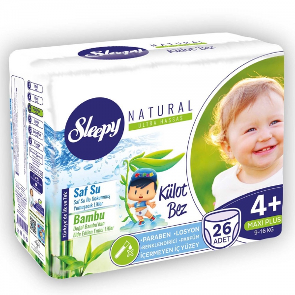 Sleepy Natural Külot Bebek Bezi 4+ Maxi Plus Beden 9-16 kg 26lı