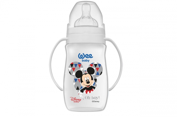 Wee Baby Disney Mickey & Minnie – Geniş Ağızlı Kulplu PP Biberon 250 ml