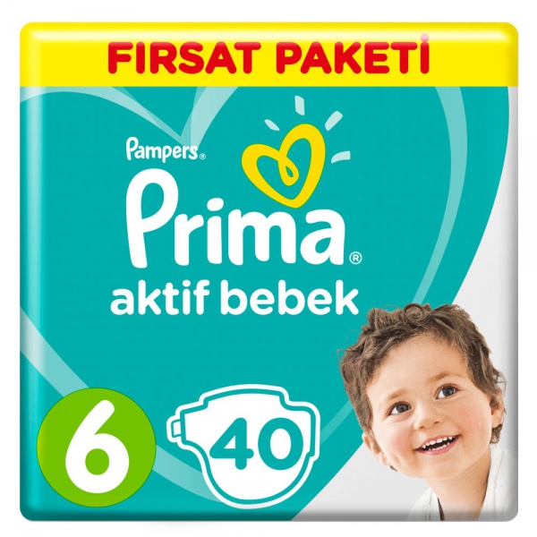 Prima Aktif Bebek Bezi 6 Beden Extra Large 40lı Fırsat Paketi