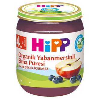 Hipp Organik Yabanmersinli Elma Püresi 125 gr 4m+