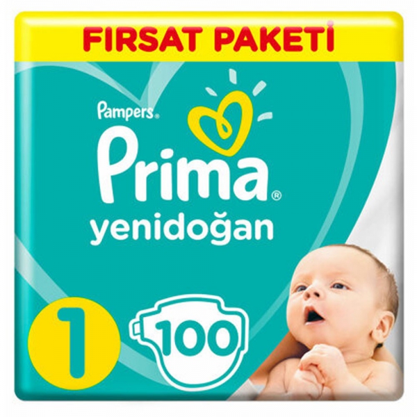 Prima Aktif Bebek Bezi 1 Beden Yenidoğan 2-5 Kg 100lü Fırsat Paketi