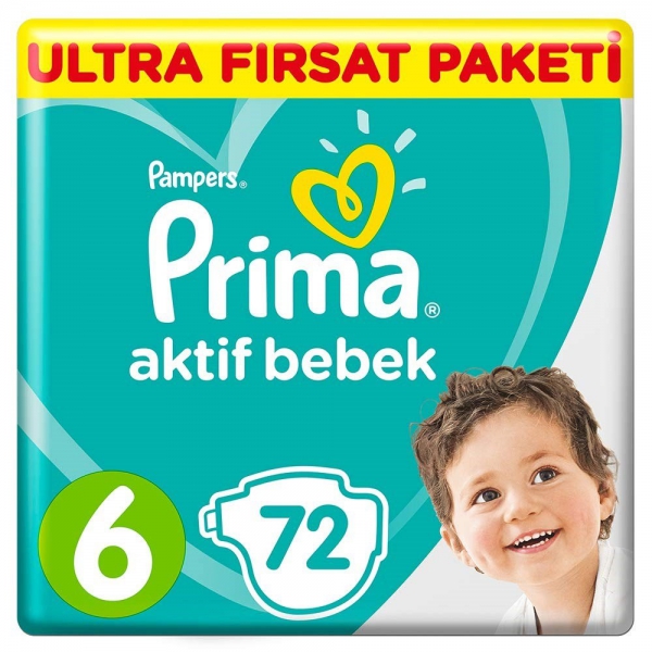 Prima Aktif Bebek Bezi 6 Beden Extra Large 72li Ultra Fırsat Paketi