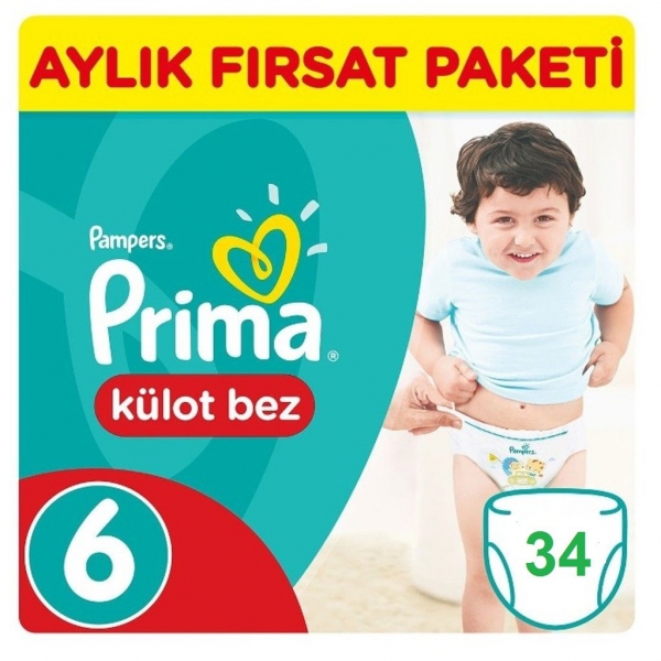 Prima Külot Bebek Bezi 6 Beden 15+ Kg 34'lü Fırsat Paketi