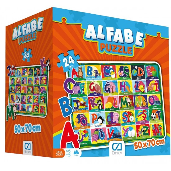 24 Parça Alfabe Eğitici Maxi Boy Puzzle - 70X50 Cm