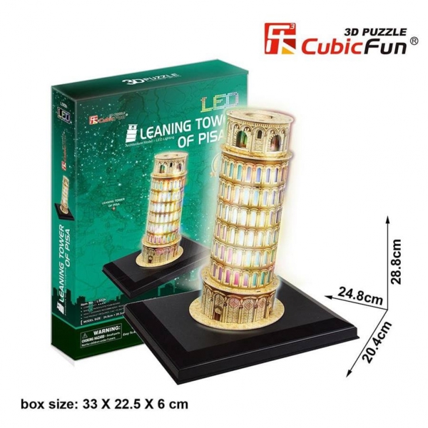 Cubic Fun 3D 15 Parça Led Puzzle Pisa Kulesi Italya Led Işıklı