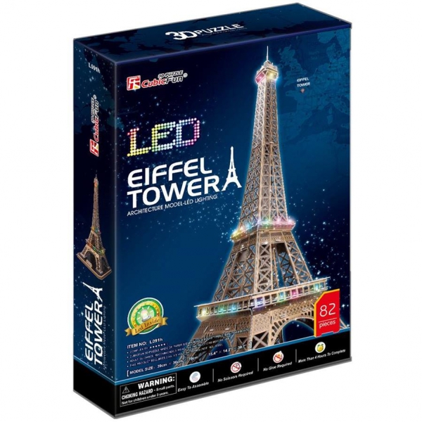 Cubic Fun 3D 82 Parça Puzzle Eiffel Kulesi Fransa Led Işıklı