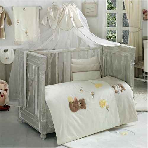 Kidboo Honey Bear Linen Bebek Cibinlik 180x500 Cm